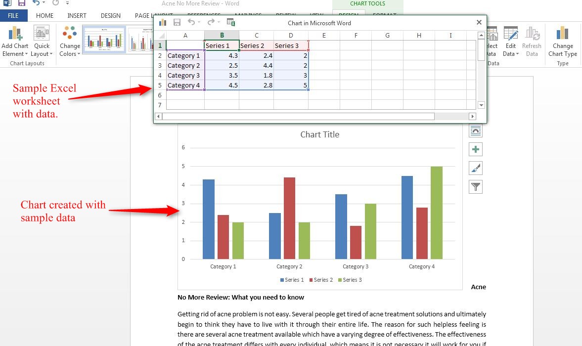 How to create Charts in Word 2013 | Tutorials Tree: Learn Photoshop