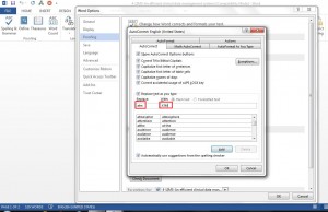 Setup the Auto Correction feature in Word 2013
