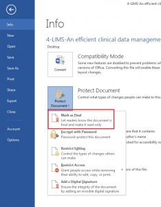 How to prevent Document Editing in Word 2013