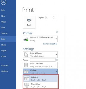 Printing Documents in Word 2013
