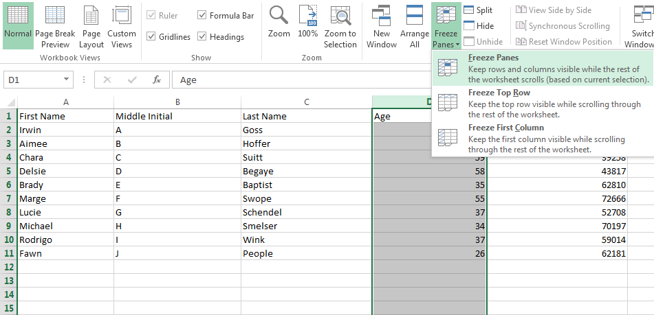 How to Freeze Panes in Excel 2013 4