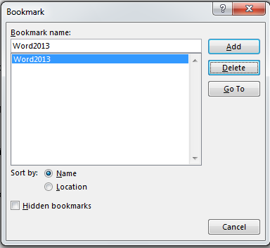 How to Add and Remove Bookmarks in Word 2013 5