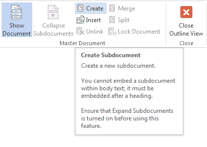 How to Create and Manage a Master Document and Subdocuments in Word 2013 6