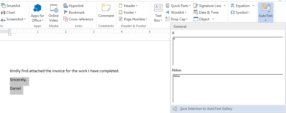How to Create AutoText Entries in Word 2013 7