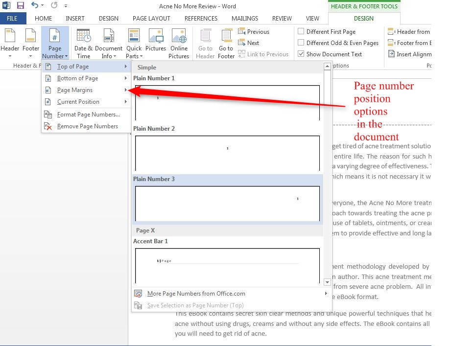 Insert Header Footer Page Number In Word 2013 Tutorials Tree Learn 