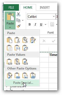 Using Transpose Tool in Excel 2013