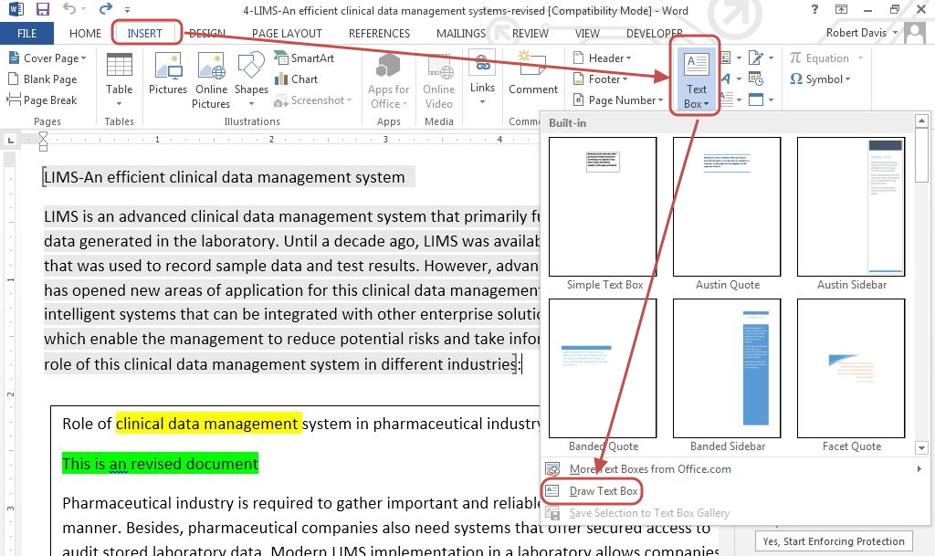 How To Create And Lock Text Box In Word 2013 Tutorials Tree Learn 