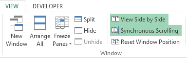 How to Compare Worksheets in Excel 2013 3