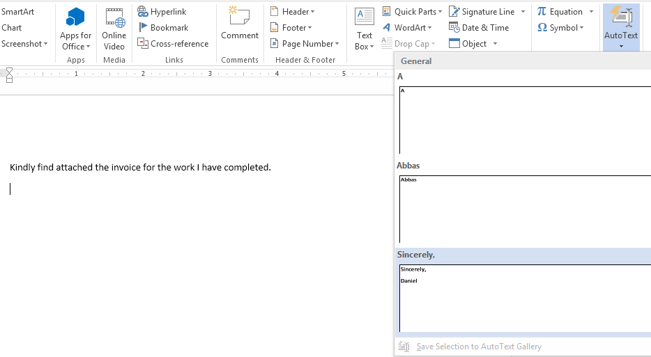 How to Create AutoText Entries in Word 2013 10